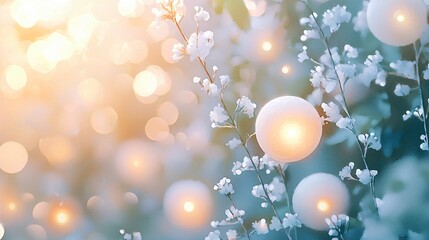 A bunch of flowers adorned with glowing lights in the background creating a soft and ethereal ambiance of beauty and enchantment