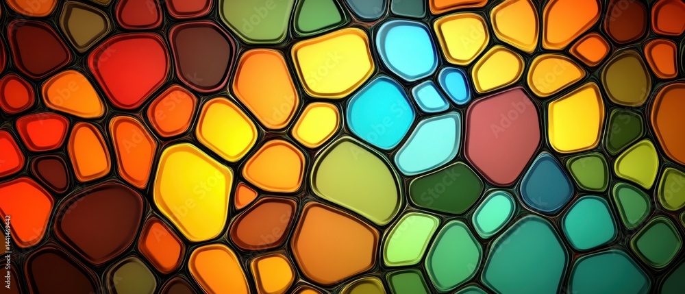 Poster abstract colorful mosaic pattern with organic shapes and glossy texture vibrant background for creat
