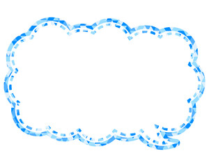ステンドグラス風吹き出し　三角形模様　細長い雲形