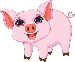 Pig Cartoon Happy Animal Vector