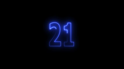 glowing yellow 21. glowing countdown number illustration.