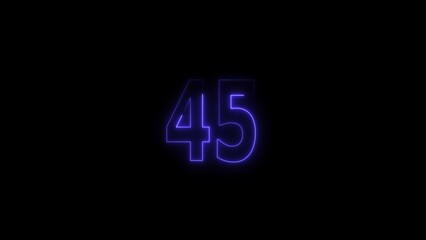 Obraz premium neon blue number 45. digital glowing number design.