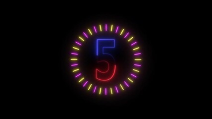 Glowing number 5 surrounded by radial lines. 