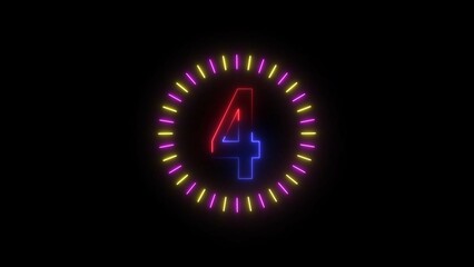 Glowing number 4 surrounded by radial lines. 