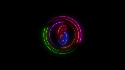 Number 6 countdown with circular motion lines.