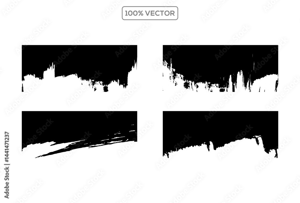 Wall mural abstract grunge rough edge header collection vector