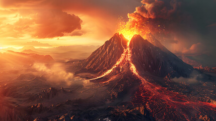 Fototapeta premium An active volcano, landscape shot.