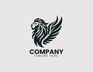 Obraz premium Winged Lion Head Silhouette Vector Logo