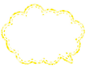 ステンドグラス風吹き出し　三角形模様　丸みのある雲形