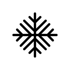 A snowflake is drawn in black and white. The snowflake is made up of many small lines
