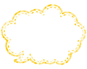 ステンドグラス風吹き出し　三角形模様　丸みのある雲形