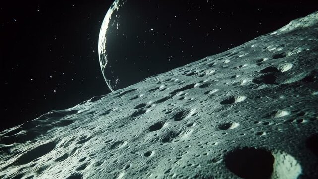 Experience the stunningly beautiful views of the Moons surface along with a distant, mysterious planet