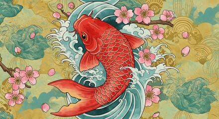 Japanese Red Koi Tattoo Art
Vibrant traditional Japanese koi fish tattoo with watercolor waves and cherry blossoms, perfect for tattoo inspiration and Asian art lovers