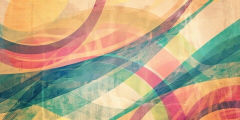 Fototapeta premium Grunge abstract background with overlapping colorful shapes and textures. Background image of vibrant color wave and abstract art of geometric shape overlapping together with vintage effect. AIG51.