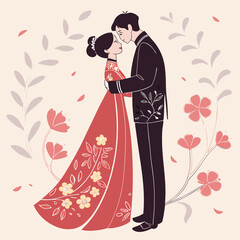 wedding couple vector illustration