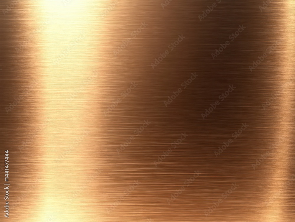 Poster polished copper surface texture background with horizontal brushed metal lines and golden highlights