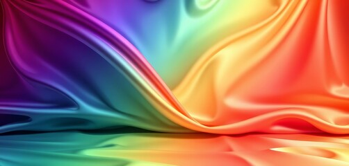 Obraz premium Rainbow silk ribbon gradient backdrop, vibrant color transition , vibrant, spectrum