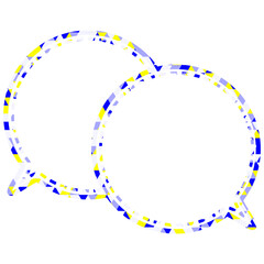 ステンドグラス風吹き出し　三角形模様　重なる会話