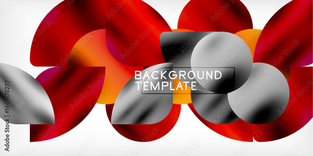 Poster Abstract flowing shapes, vibrant colors, modern design. Gradient overlays create dynamic visual effect. Simple, clean background template.