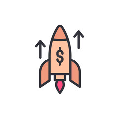 Boost money colored icons, minimalist vector illustration ,simple transparent graphic element .Isolated on white background