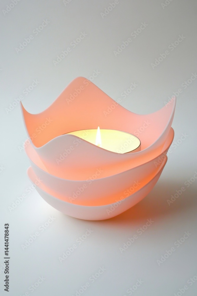 Poster serene candle holder casting a gentle glow with its soft pink hue creating a peaceful ambiance on a 