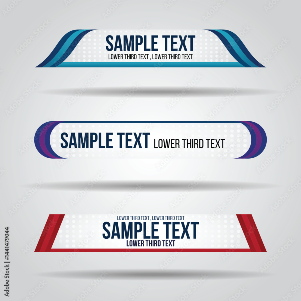 Poster lower third white and colorful design template modern contemporary. set of banners bar screen broadc