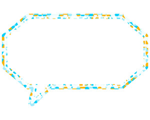 ステンドグラス風吹き出し　三角形模様　細長い八角形