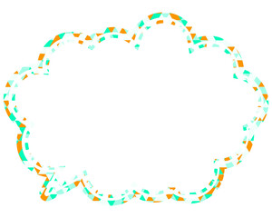 ステンドグラス風吹き出し　三角形模様　丸みのある雲形