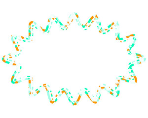 ステンドグラス風吹き出し　三角形模様　細長い丸みのあるギザギザした形