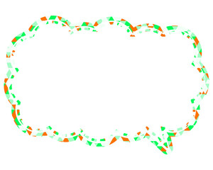 ステンドグラス風吹き出し　三角形模様　細長い雲形