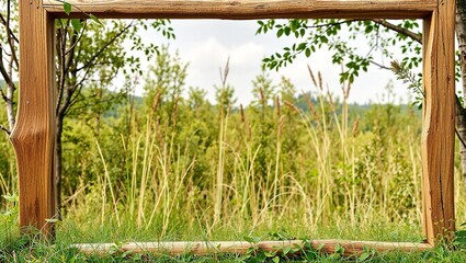 Rustic Wooden Frame for Product Photography in a Natural Setting