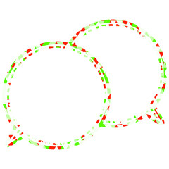 ステンドグラス風吹き出し　三角形模様　重なる会話
