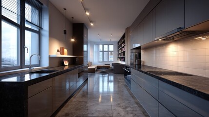 Sleek and Contemporary Design of a Modern Apartment Kitchen
