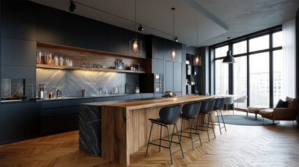Sleek and Contemporary Design of a Modern Apartment Kitchen