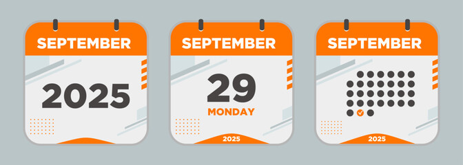 Calendar icon. September. 2025 29 day. The concept of waiting for an important date. Day calendar with date September 29. Cheklist day calendar. Vector illustration.