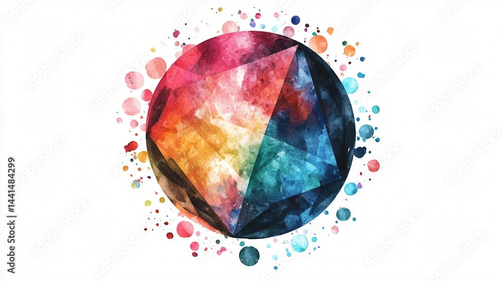 Poster dazzling colorful diamond shape created with abstract designs in a kaleidoscope pattern representing
