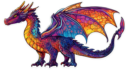 Obraz premium Vibrant dragon illustration with colorful scales.