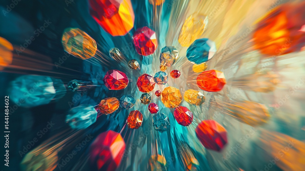 Poster captivating colorful abstract design featuring a geometric composition with bright colors and playfu