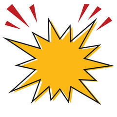 ギザギザ爆弾の丸い版ずれ吹き出しフレーム/黄色