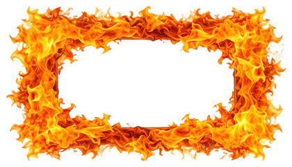 orange hot fire frame border isolated on white or transparent 