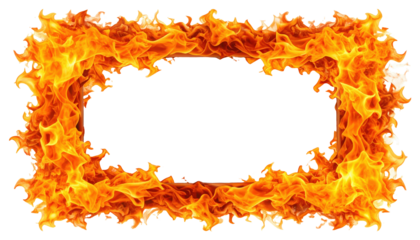 orange hot fire frame border isolated on white or transparent 