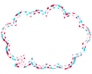 ステンドグラス風吹き出し　三角形模様　丸みのある雲形