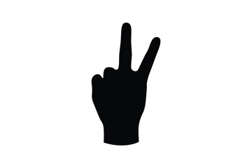 Obraz premium Hand V sign silhouette vector on white background