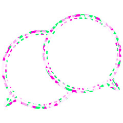 ステンドグラス風吹き出し　三角形模様　重なる会話