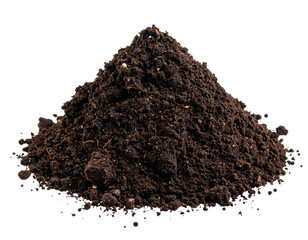 pile of soil isolated on white or transparent 