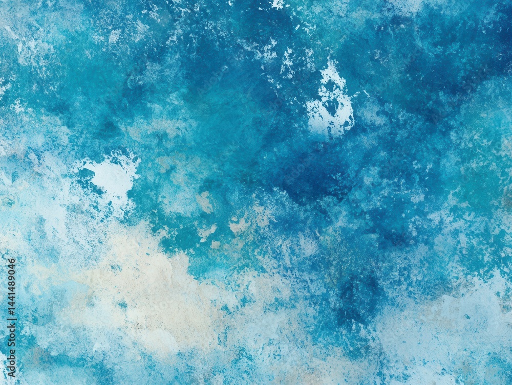 Poster abstract turquoise and white watercolor background with expressive brush strokes creating a dynamic 