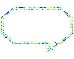 ステンドグラス風吹き出し　三角形模様　細長い八角形