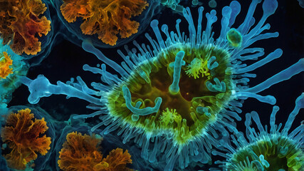 network of bacteria and viruses