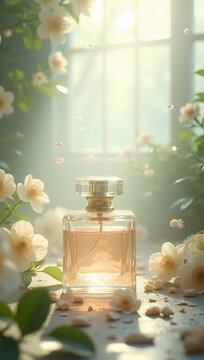 A poetic space amidst fragrance and light In the pristine morning with white jasmine flowers.