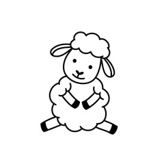 Doodle Kawaii sheep Line Art vector for coloring page